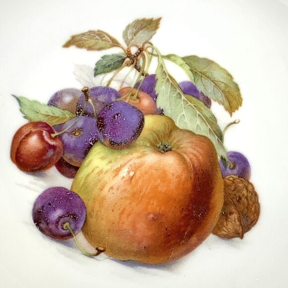 Vintage F. B. & Co Germany Fruit Plate 7 3/4" Apple Cherry Blueberry Gold Trim - Picture 5 of 8